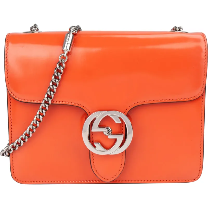 Gucci Patent Leather Interlocking GG Crossbody Bag