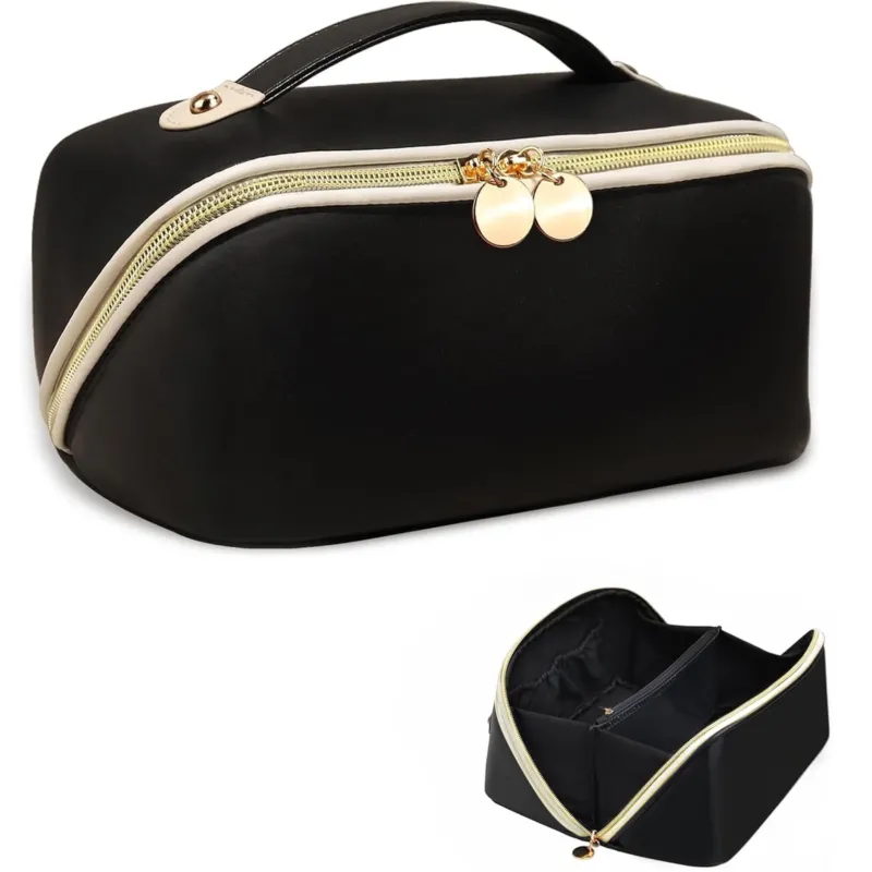 Cosmetic Bag Travel Makeup Bag with Brush Compartments