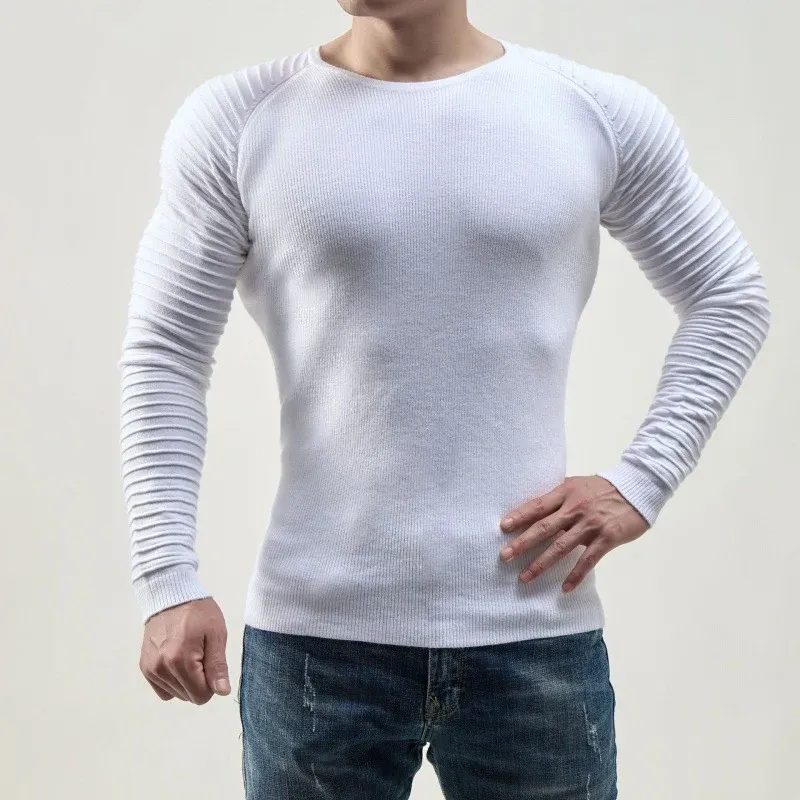 Herren Langärmliges T-Shirt mit modernen Rippstrukturen und körperbetonter Passform – Marzano