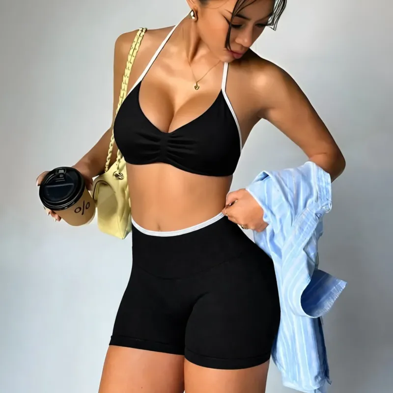 Damen Sportliches Crop-Top und Shorts-Set – Orélia