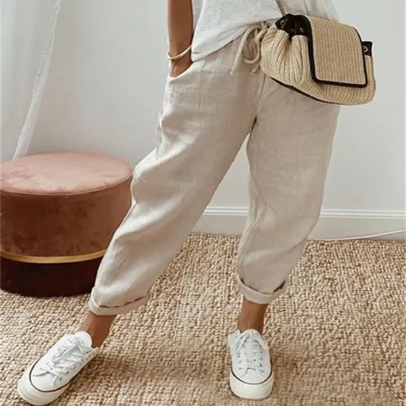Damen Lockere Bedruckte Jogger mit Kordelzug und Rippbund – Avélisse