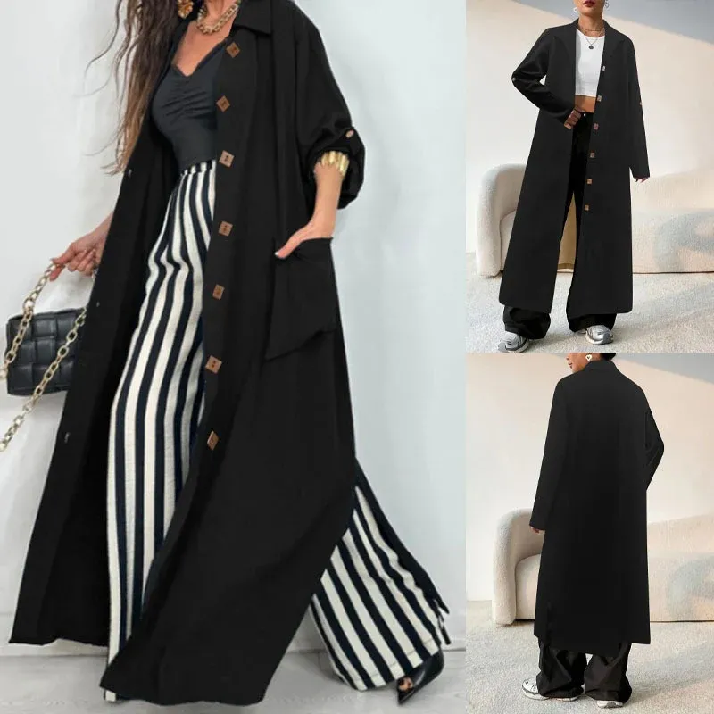Damen Longline-Mantel mit Hemdkragen und Oversize-Silhouette – Montévia