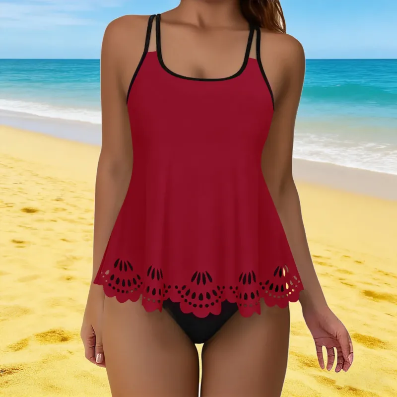 Damen Sportliches Strandset mit luftiger Bluse und hoher Taille – Élanora