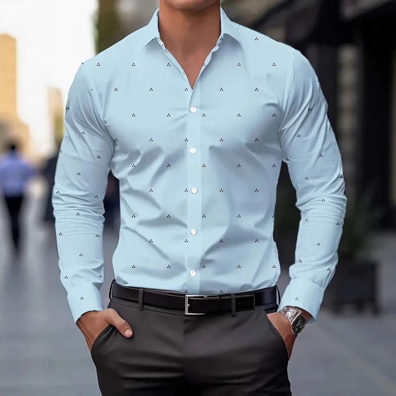 Herren Langarmhemd mit stilvollem minimalistischen Punktedesign – Arvello