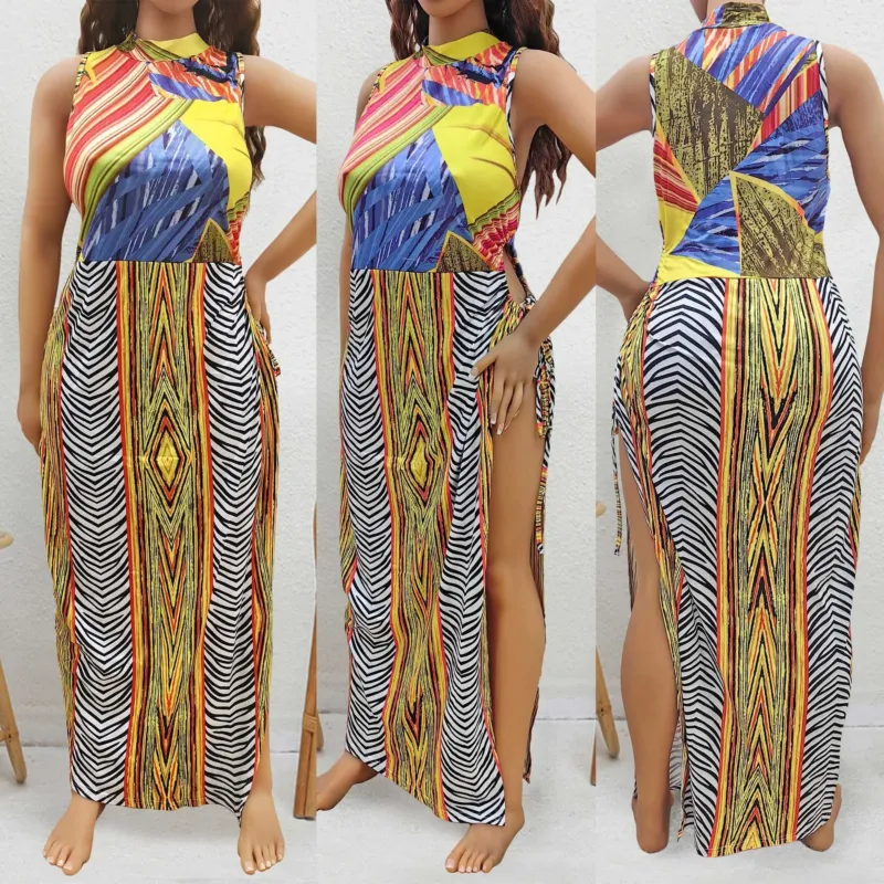 Damen Maxi-Kleid mit fröhlichem Muster – Valéora