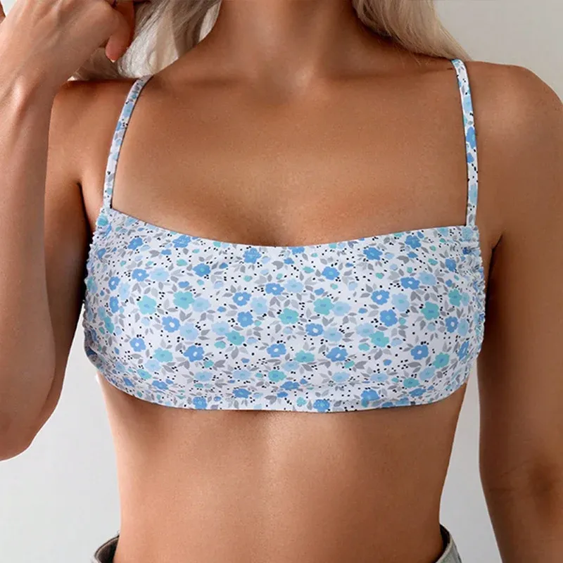 Damen Bandeau-Bikini-Oberteil mit fröhlichem Blumenmuster – Maréssa